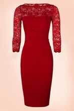 Blooming Jelly Lace Patchwork Dress Red O-Neck Pencil Dress Mid-calf Vintage Summer Dresses 2017