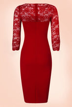 Blooming Jelly Lace Patchwork Dress Red O-Neck Pencil Dress Mid-calf Vintage Summer Dresses 2017