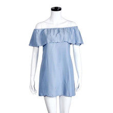 Blue DressBackless Slash Neck Off Shoulder Denim Solid Cotton Dress Summer Mini Short Dress Vestido De Verano#B714