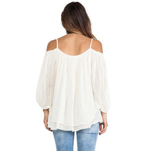 Blusa Chiffon Spaghetti Strap Off Shoulder Casual Blouse Camisa Social Feminina Crop Top Women Clothing#C805