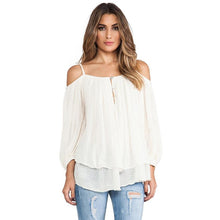 Blusa Chiffon Spaghetti Strap Off Shoulder Casual Blouse Camisa Social Feminina Crop Top Women Clothing#C805