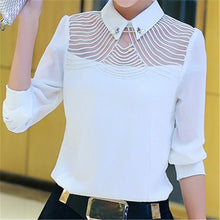 Blusas femininas Casual Women Hollow Out Blouses Long Sleeve Tops Autumn OL Turn-down Lace Print Shirts with Pearl Button 71766
