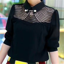 Blusas femininas Casual Women Hollow Out Blouses Long Sleeve Tops Autumn OL Turn-down Lace Print Shirts with Pearl Button 71766