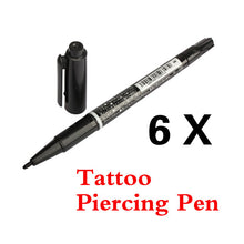 Body Art 6 x Dual Skin Marker Pen Scribe Piercing Pen Tattoo Supply Tool black