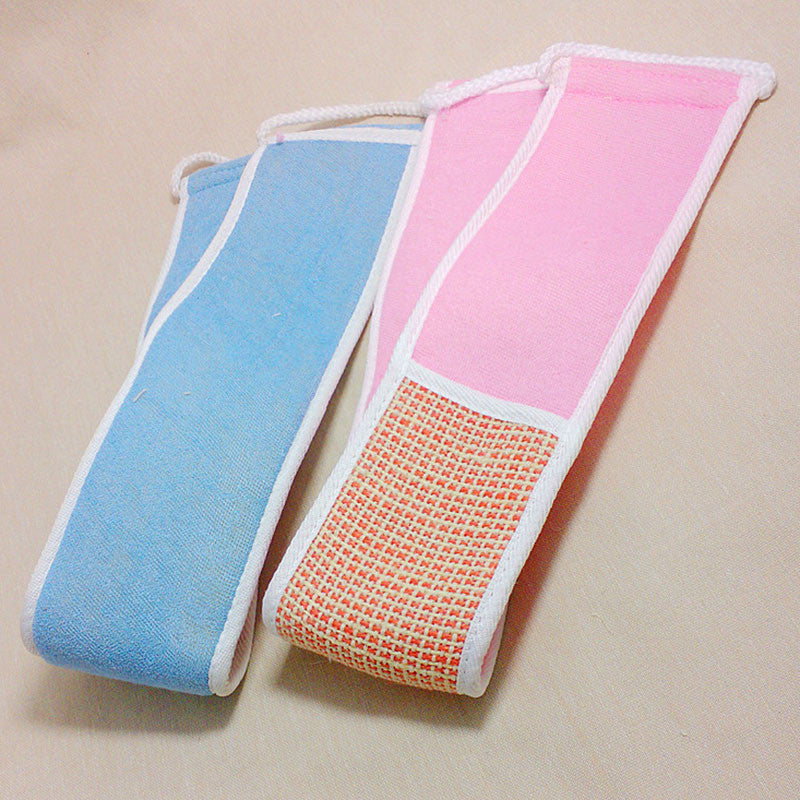 Body Skin Health Clean Exfoliating Flax Back Strap Sponge Bath Spa Scrubber