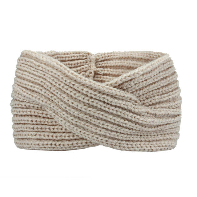 Bohemian Cross Headbands For Women Knitted Solid Elegant Headwear Warm Winter Handbands Diadema Pelo Muje#121
