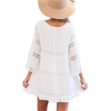 Boho Style Loose Women's Dresses Summer 2017 Three Quarter Sleeve Lace Beach Short Mini Dress Women Vestidos #23