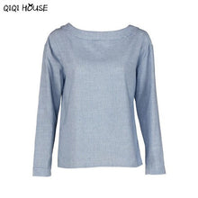 Both Sides Wear Tops Blue Striped Blouse Youth Girls Long Sleeve Clothes Women Blusas Feminina#B908
