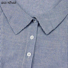 Both Sides Wear Tops Blue Striped Blouse Youth Girls Long Sleeve Clothes Women Blusas Feminina#B908