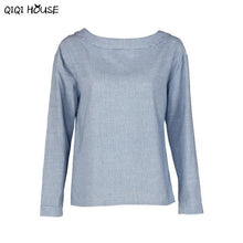 Both Sides Wear Tops Blue Striped Blouse Youth Girls Long Sleeve Clothes Women Blusas Feminina#B908