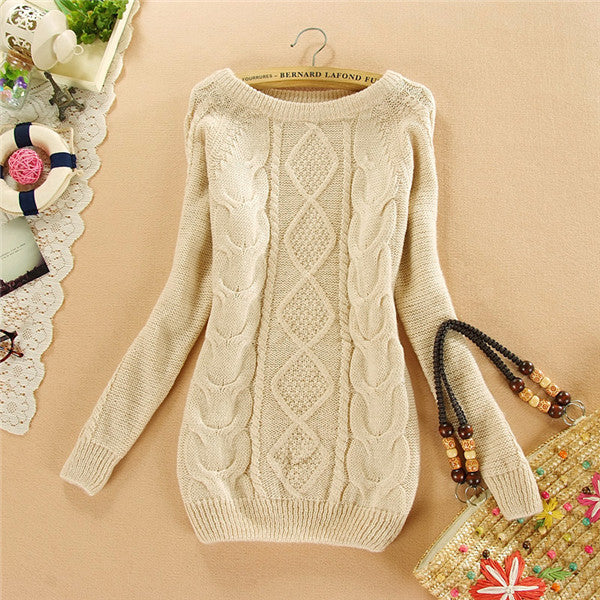 Brand New Autumn Winter Female Mohair Sweater Plus Size Knitted Long Sleeve O-neck Pullovers Hot Sale 70077