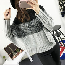 Brand New Autumn Winter Patchwork Female Sweater Plus Size Thin Knitted Long Batwing Sleeve O-neck Pullovers Hot Sale 71783