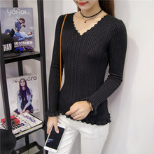 Brand New Autumn Winter Patchwork Female Sweater Plus Size Thin Knitted Long Sleeve V-neck Pullovers Hot Sale 71784
