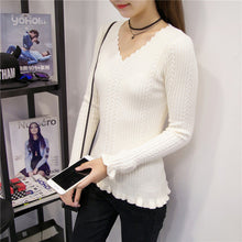 Brand New Autumn Winter Patchwork Female Sweater Plus Size Thin Knitted Long Sleeve V-neck Pullovers Hot Sale 71784