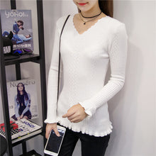 Brand New Autumn Winter Patchwork Female Sweater Plus Size Thin Knitted Long Sleeve V-neck Pullovers Hot Sale 71784