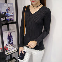Brand New Autumn Winter Patchwork Female Sweater Plus Size Thin Knitted Long Sleeve V-neck Pullovers Hot Sale 71784