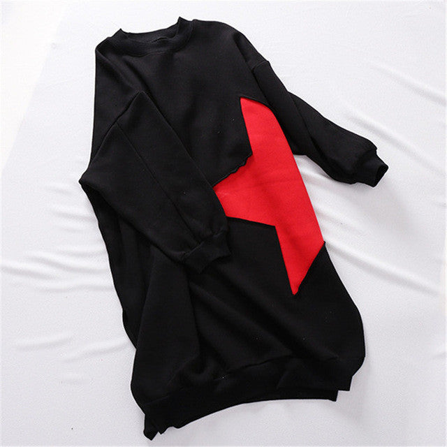Brand New Outerwear Thick Female O-neck High Quality Pullovers with Stars Printed 70212