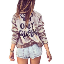 Brand New Women Jacket Full Sleeve High Quality Golden Casual Stand Letter Print Zip-up With Zipper 71821