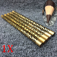 Brown Eyebrow Pencil Two Sides With Brush Leopard Design Metal Casing