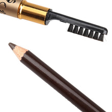 Brown Eyebrow Pencil Two Sides With Brush Leopard Design Metal Casing
