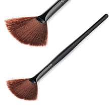 Brush Fan Shaped Black Wooden Handle Synthetic Hair Makeup Cosmetic Brushes Beauty Tool