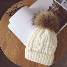 Caps Women 2017 Hot Selling Knitted Crochet Raccoon Fur Pompom Hats Cannabis Beanie Winter Spring Warm Cap Female #03