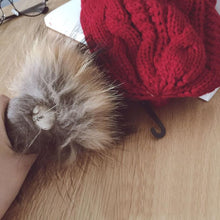 Caps Women 2017 Hot Selling Knitted Crochet Raccoon Fur Pompom Hats Cannabis Beanie Winter Spring Warm Cap Female #03