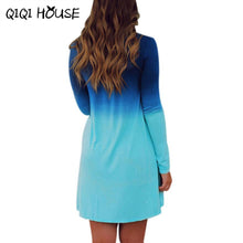 Casual Dress Gradient Candy Color Long Sleeve Loose Dress Autumn Basic Shirtwear Vestidos Casuales De Mujer#C822