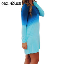 Casual Dress Gradient Candy Color Long Sleeve Loose Dress Autumn Basic Shirtwear Vestidos Casuales De Mujer#C822