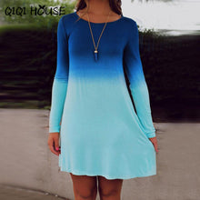 Casual Dress Gradient Candy Color Long Sleeve Loose Dress Autumn Basic Shirtwear Vestidos Casuales De Mujer#C822