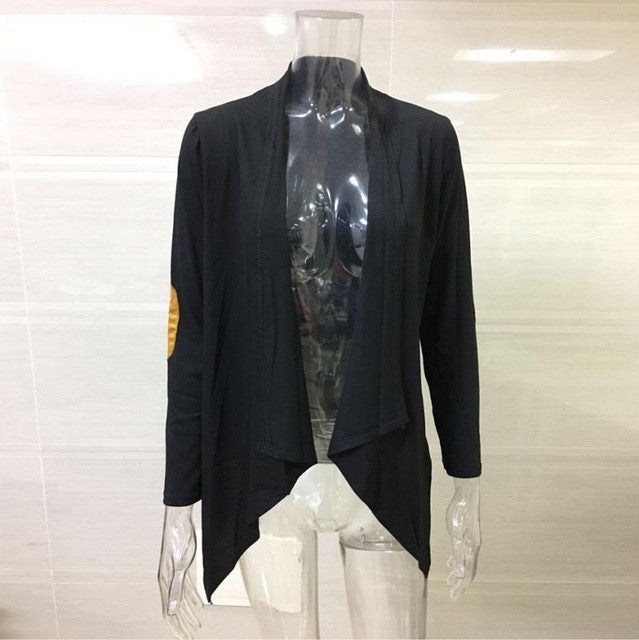Chaqueta Mujer Irregular Women Black Long Sleeve Cardigan Cotton Outwear Autumn Coats Abrigos De Mujer3C930
