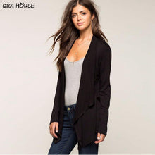 Chaqueta Mujer Irregular Women Black Long Sleeve Cardigan Cotton Outwear Autumn Coats Abrigos De Mujer3C930