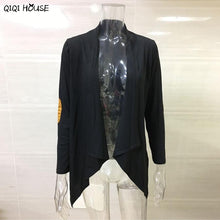 Chaqueta Mujer Irregular Women Black Long Sleeve Cardigan Cotton Outwear Autumn Coats Abrigos De Mujer3C930