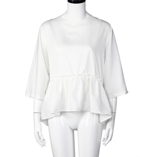 Chiffon Blouse Elegant Ruffles Half Sleeve White Women Blouse Autumn Spring Women Clothes Blusa Renda#112