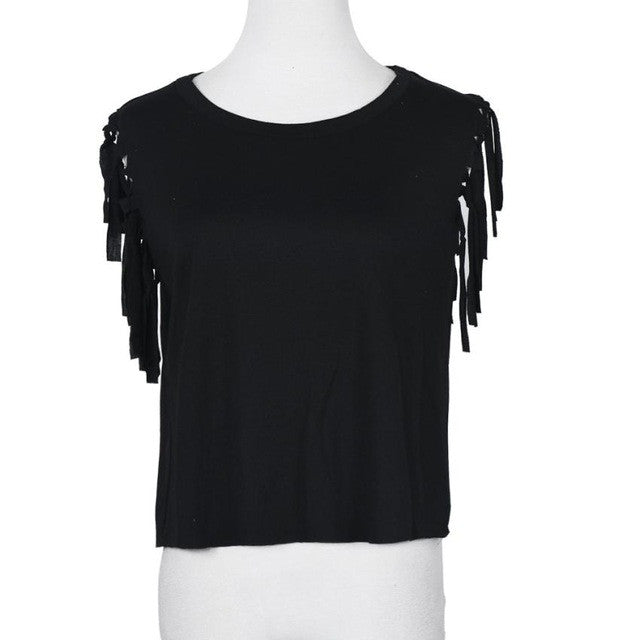 Chiffon Blouse Sleeveless Tassel Tops Casual Tank Tops Summer Style Ladies Blouses Blusas De Verao Blusas Mujer#B809