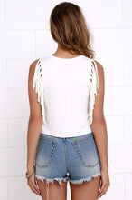 Chiffon Blouse Sleeveless Tassel Tops Casual Tank Tops Summer Style Ladies Blouses Blusas De Verao Blusas Mujer#B809