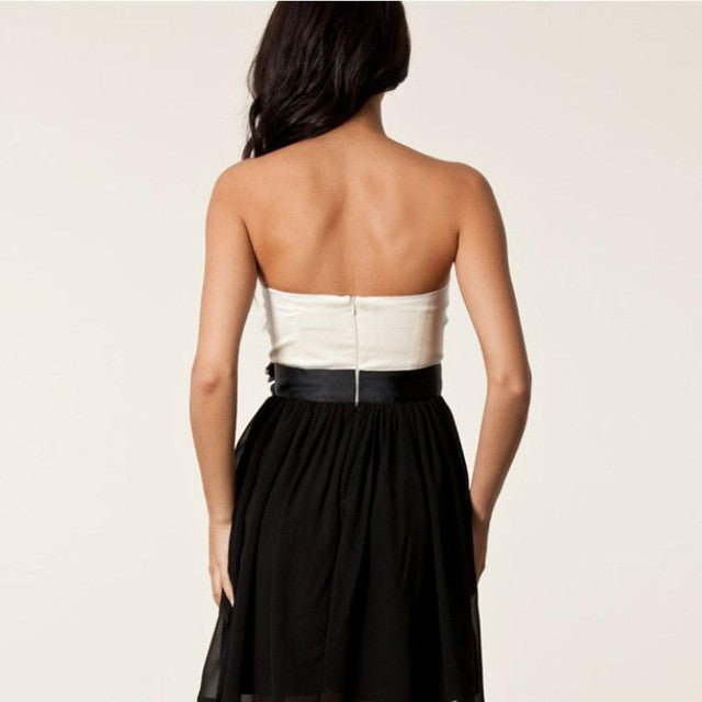 Chiffon+Lace Knee length Sleeveless Sexy Women Floral Lace Backless Prom Wedding Evening Mini Dress Black