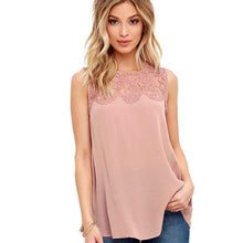 Chiffon Women Blouse Plus Size 3XL Lace Patchwork Sleeveless Summer Blouse Elegant Ladies Office Blouse Ropa Mujer#112