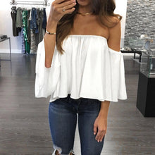 Chiffon Women Blouse Sexy Off Shoulder Blouse Loose Ladies Autumn Spring Solid Casual Blouse Blusa Feminina#212