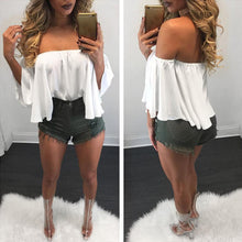 Chiffon Women Blouse Sexy Off Shoulder Blouse Loose Ladies Autumn Spring Solid Casual Blouse Blusa Feminina#212