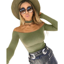 Chocker Sexy One Piece Outfits Off Shoulder Long Sleeve Women Spring Sexy Bodysuit Slim Bodycon Sexy Club Jumpsuits#212