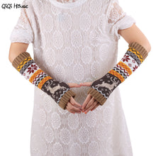 Christmas Elk Knitted Women Gloves Warm Arm Knitted Fingerless Winter Gloves Luvas Feminina#A11