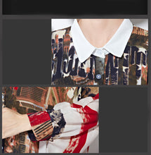 City Colorful Pattern Big Sizes Oversized Button Up Long Shirt Handkerchief Blouse Womens Fashion Tops And Blouses