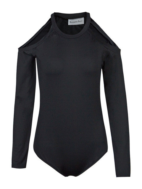 Cold Shoulder Womens Long Sleeve Bodysuit Bodycon Bodysuit For Women Bodysuit Jumpsuit Romper 2016 Romper New Arrival