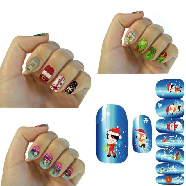 Cool! No glue required and just peel off to remove Christmas Nail Art Transfer Stickers 3D Design Manicure Tips Decal Decoration