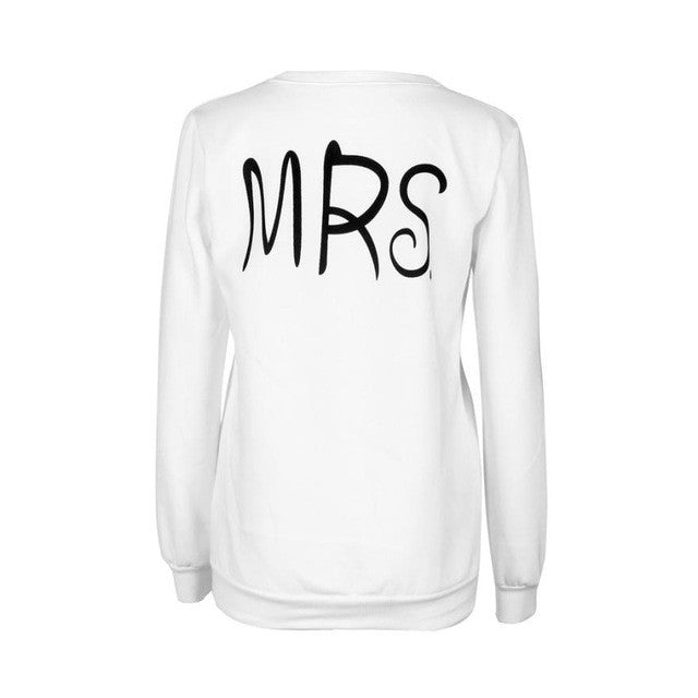 Couple Sweatshirt Autumn Long Sleeve Sweatshirt Printing MR MRS Sweet Lover Basic Outwear Moleton Feminina#C923
