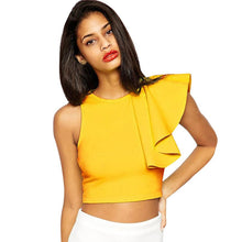 Crop Top Summer Sleeveless Blouse Ruffles Casual Midriff Top Tank Short Chalecos Mujer Camiseta De Tirantes Mujer#B803