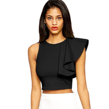 Crop Top Summer Sleeveless Blouse Ruffles Casual Midriff Top Tank Short Chalecos Mujer Camiseta De Tirantes Mujer#B803