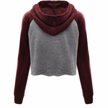 Cropped Hoodies Women Pocket Slim Patchwork Tracksuit Women Autumn Casual Basic Pullovers Ropa Deportiva Mujer#121