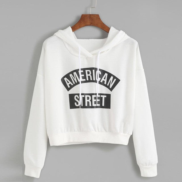 Cropped Sweatshirt Women Printed Loose Autumn Hoodies Casual Pullovers Long Sleeve Sweatshirt Survetement Moleton Feminina#A11